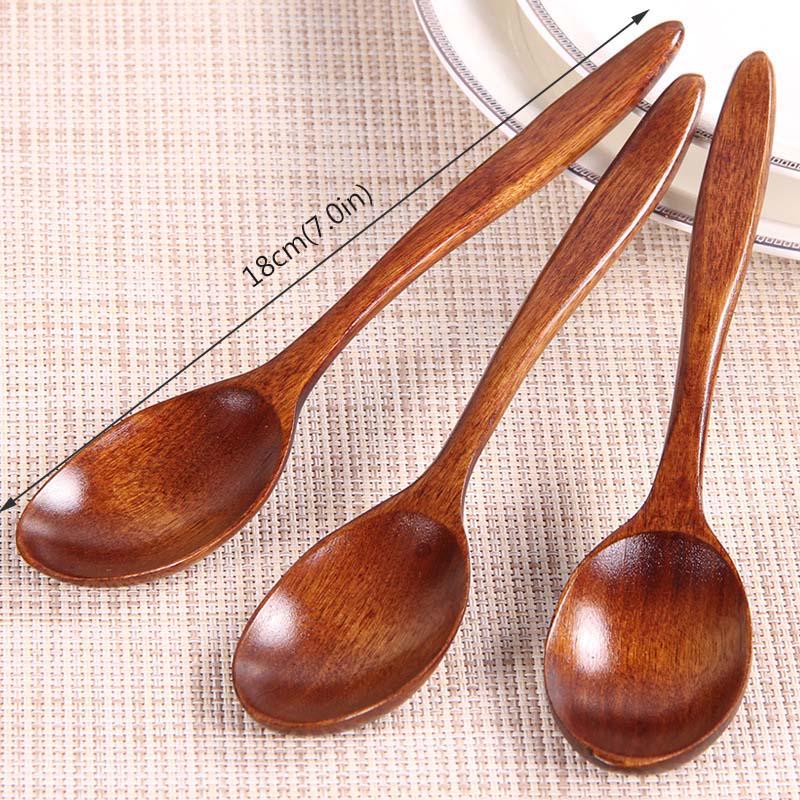 Naturholzlöffel, japanischer Stil, Holzgeschirr, Kaffee, Tee, Reislöffel, Küchenzubehör style 3 (18cm)