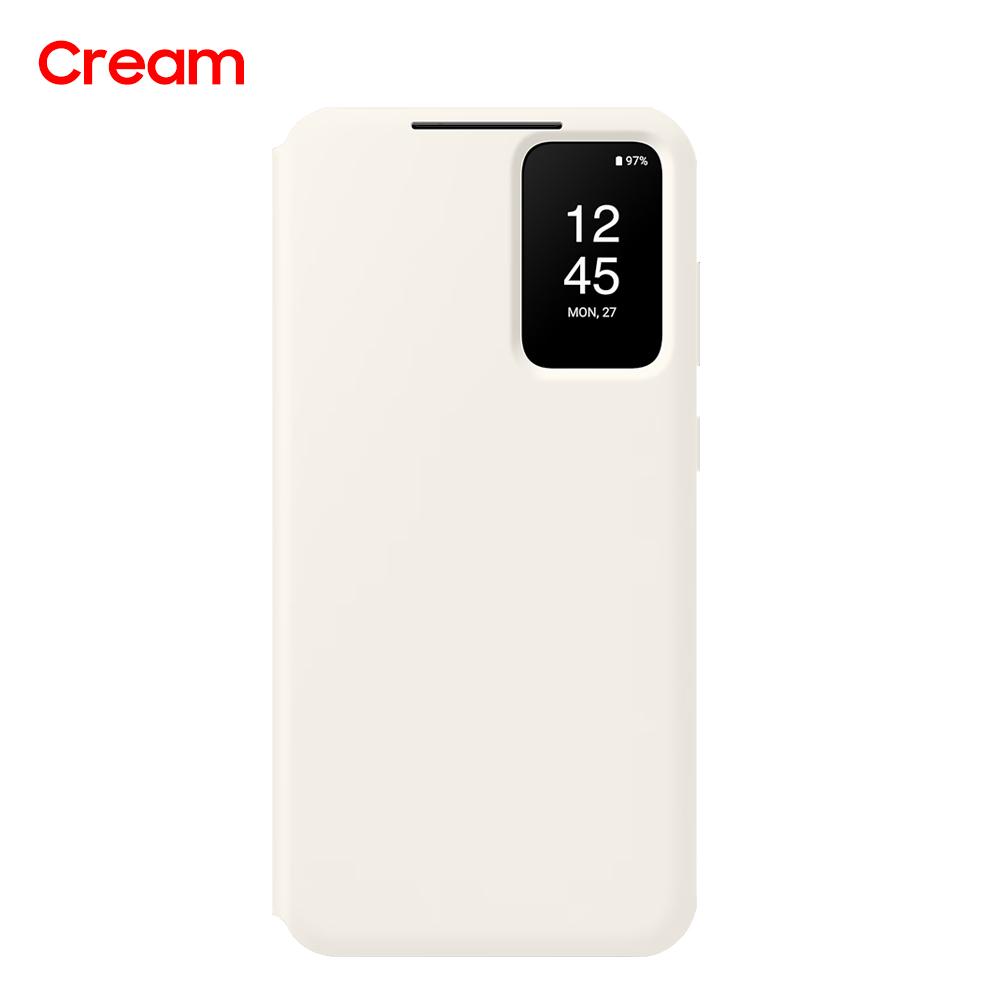 S-View Wallet Flip Case Für Samsung Galaxy S23 S23+ S23 Plus SM-S911B SM-S916B Smart View Handyhülle Cover For Galaxy S23 creme