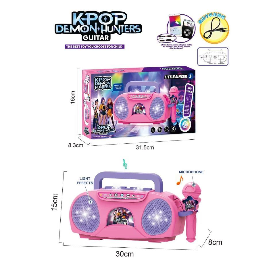 Kpop Dämonenmusik Mikrofon Kinderspielzeug mit Licht Mikrofon kann Lieder abspielen Spielzeug Halloween- und Weihnachtsgeschenke für Kinder
