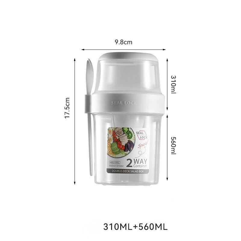 Frühstücks-Müsli-Nuss-Joghurt-Salat-Cup-Lebensmittel-Siegelbehälter-Box mit Gabel Bento-Box Lunchbox weiß