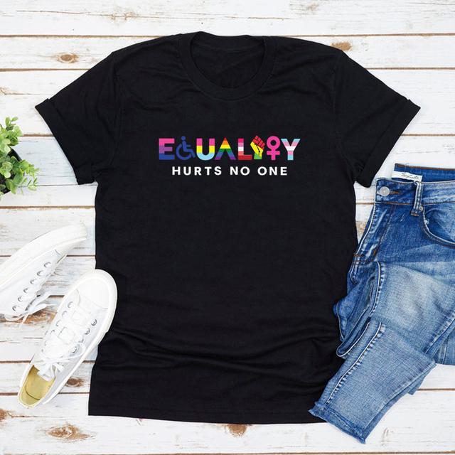 Equality Hurts No One T-Shirt LGBT T-Shirt Equal Rights T-Shirt Gay Pride T-Shirt Unisex Grafik T-Shirts Black Lives Matter Tops XXL schwarz