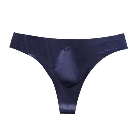 Herren Slips Hohe Elastizität Passform Enger Schnitt Buchstabenprint Slips Sexy Sport Fitnessstudio Dünne Eis Seide Nahtlose Unterwäsche L blau