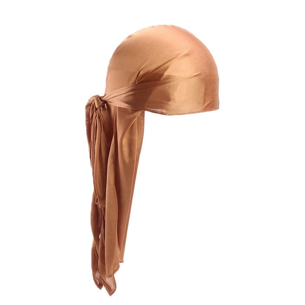 Verstellbarer Seiden-Durag Elastischer Turban Hijab Mode Piratenhut Herren Damen khaki