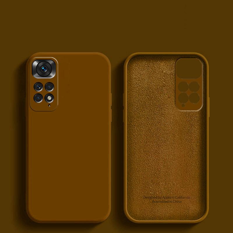Luxus Original Flüssigsilikon Soft Cover für XiaoMi RedMi Note 11 Pro 5G 11s 10 Note 13 Pro 5G Redmi Note 12 Globale Telefonhülle RedMi Note 10 Pro braun