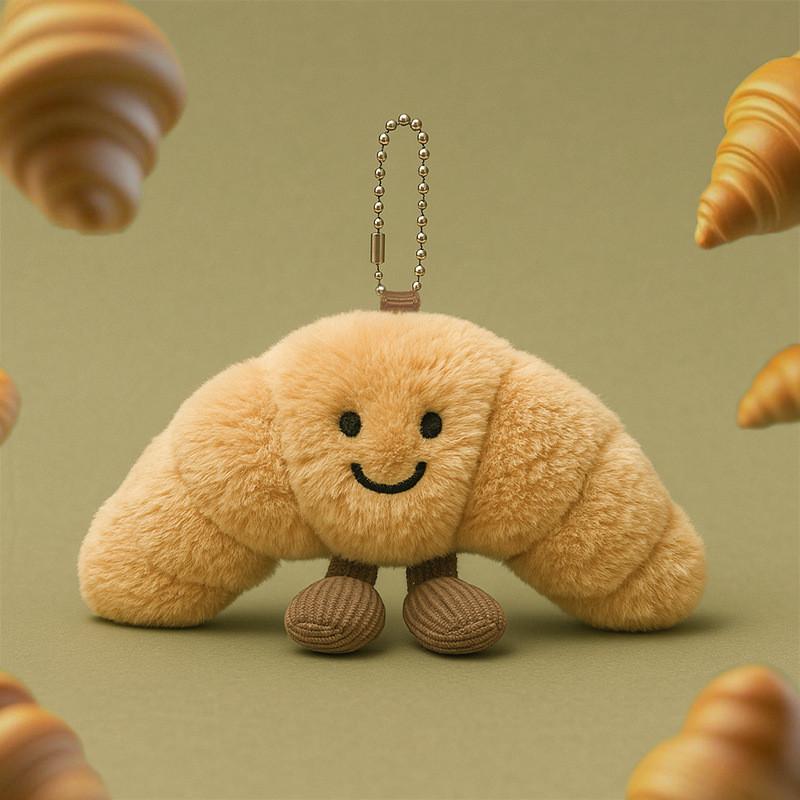 Tier Jellycat Plüsch Schlüsselanhänger Superweich PP Baumwolle Taschenanhänger Geschenk für Kinder Croissant