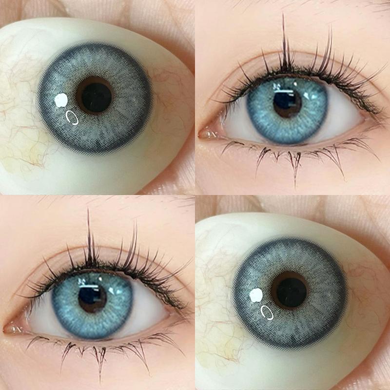 Millcreek blaue Kontaktlinsen 2 Stück (1 Paar) Augenkosmetik, farbige Kontaktlinsen, 14,5 mm, Puppenaugen, weiche, angenehme, leuchtend blaue Kontaktlinsen, 1 Jahr Gebrauch dunkelblaue schiefer