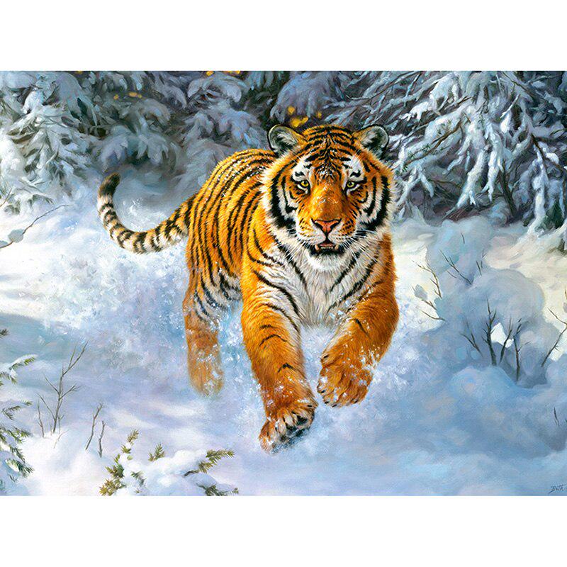 Diamant-Gemälde, Stickerei, laufender Tiger, Handarbeit, Geschenk, voller Diamant, Kreuzstich, Heimdekoration 20X30CM