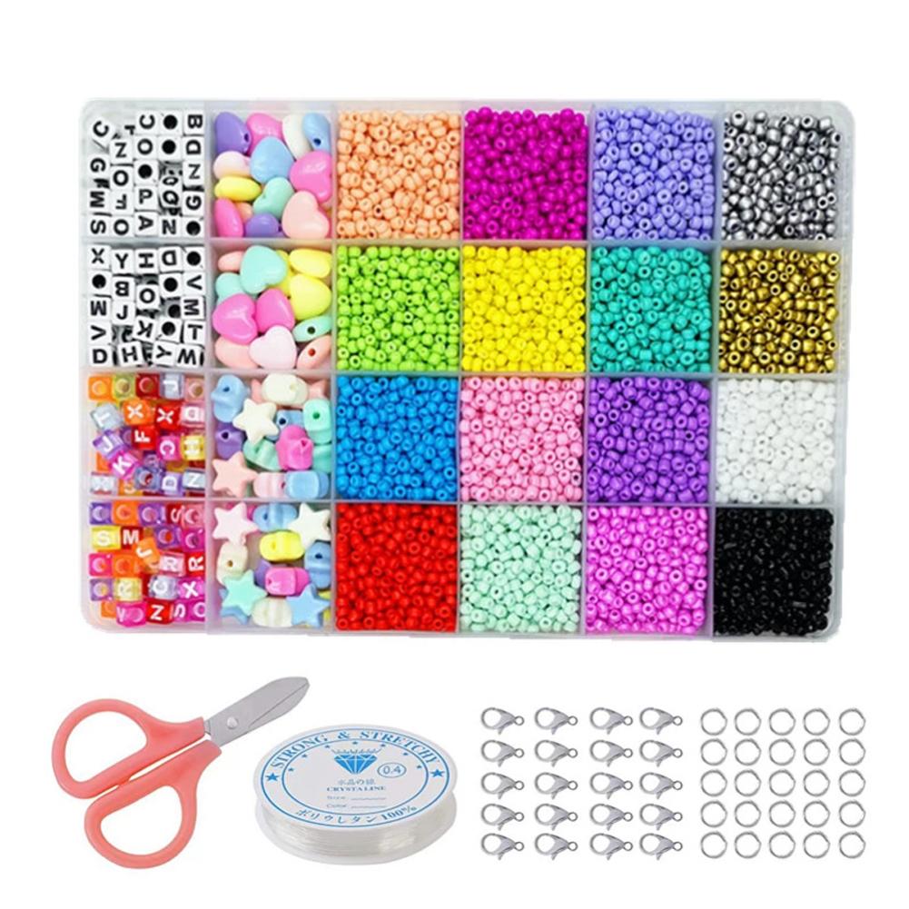 24 Slot Multicolor Backen Farbe Perlen Set Glasperlen Box Alphabet Muster Perlen für DIY Armbänder about 12000pcs 3mm beads