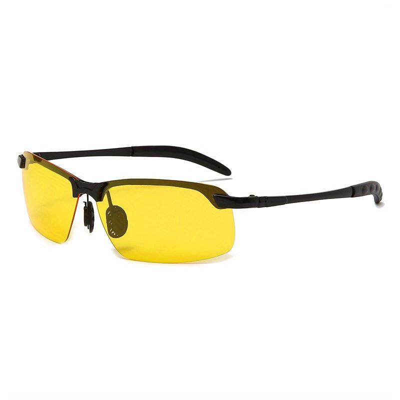 Polarisierte Sonnenbrille für Herren und Damen, Vintage-Sonnenbrille aus Metall, blendfreie Sonnenbrille, für Freizeitfahrten, Tag- und Nachtsichtbrille, Fahrerbrille gelb