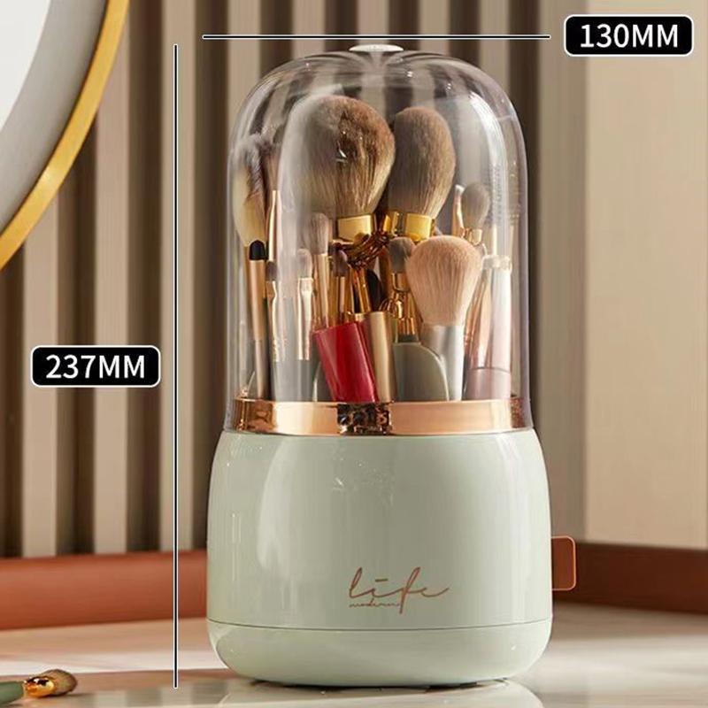 360° drehbarer Make-up-Pinselhalter, tragbarer Desktop-Make-up-Organizer, kosmetische Aufbewahrungsbox, Make-up-Werkzeuge, Schmuckbehälter hellgrüne