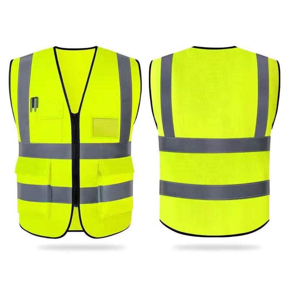 Atmungsaktive Weste mit reflektierenden Streifen für Bau-, Verkehrs-, Bahn- und U-Bahn-Arbeiter Fluorescent green-56-XL