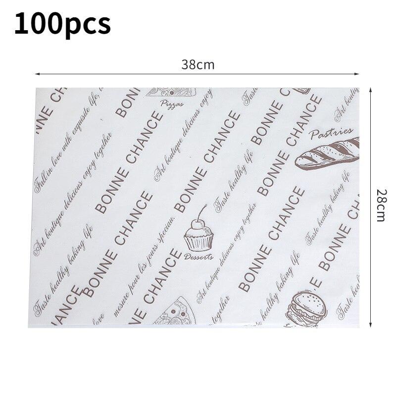 100 stücke Öldicht Wachs Papier Kuchen Brot Lebensmittel Wrapper Einweg Burger Pommes Backen Wachs Papier Teller Pergament Pad Papier