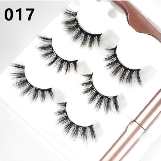 3 Paar magnetische Wimpern-Set, magnetisch, flüssiger Eyeliner, Pinzette, wiederholte Verwendung, wasserdicht, künstliche Wimpern, magnetische Wimpern 017