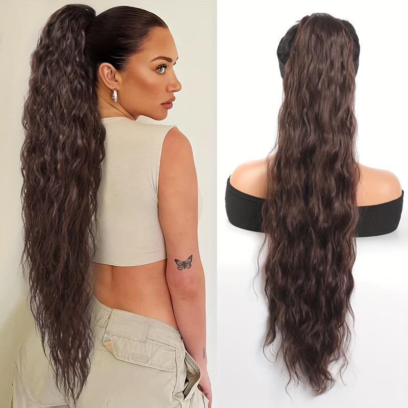 Verstellbarer Kordelzug-Pferdeschwanz Haarverlängerungen - Lange lockige synthetische Haarteile für Frauen - Täglicher Gebrauch - Geeignet für alle Haartypen 20inch