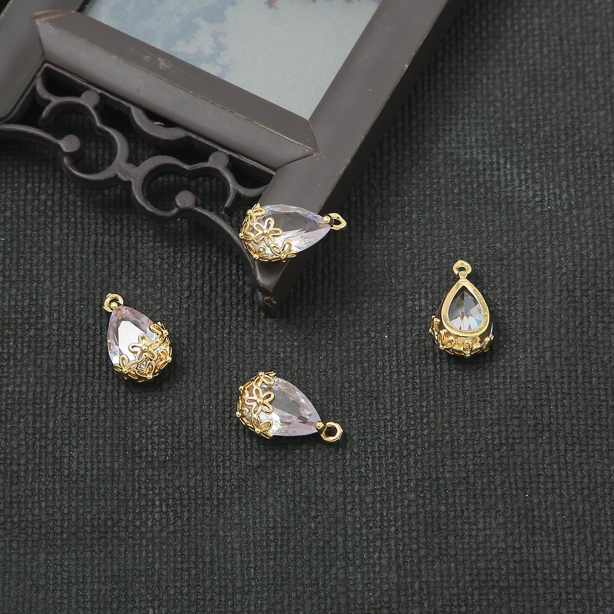 Kupfer Antiker Anhänger Dekorativer Rand Wassertropfen Charms DIY Teile für Schmuckherstellung Zubehör Zubehör 9×16mm weiß