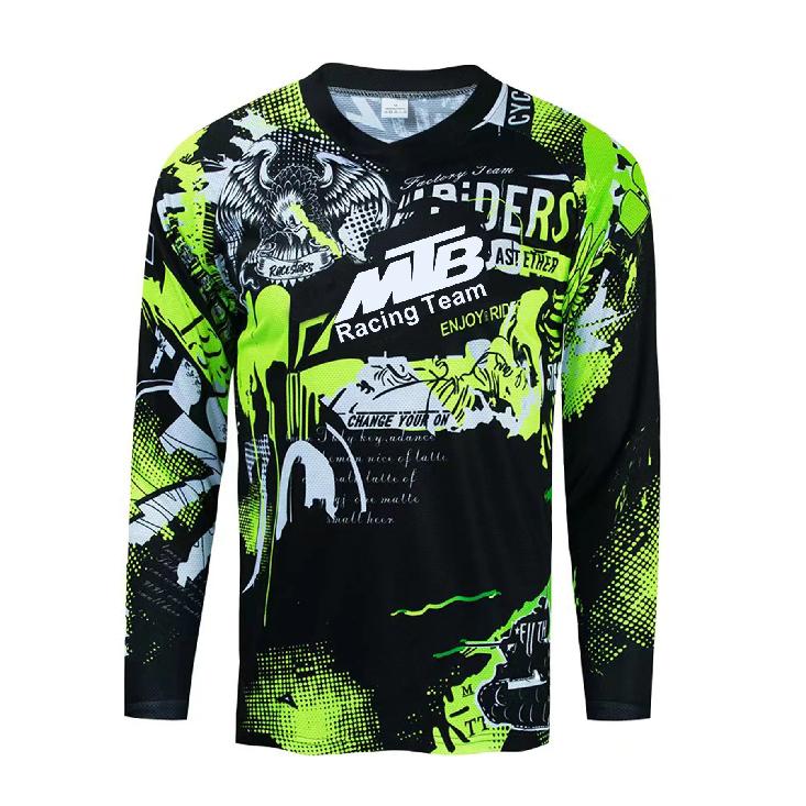 Motocross Camouflage Schnelltrocknendes Feuchtigkeitstransportierendes Trikot, DH Downhill Mountainbike Trikot, Herren Mountainbike Langarmtrikot XXL dunkle goldrute
