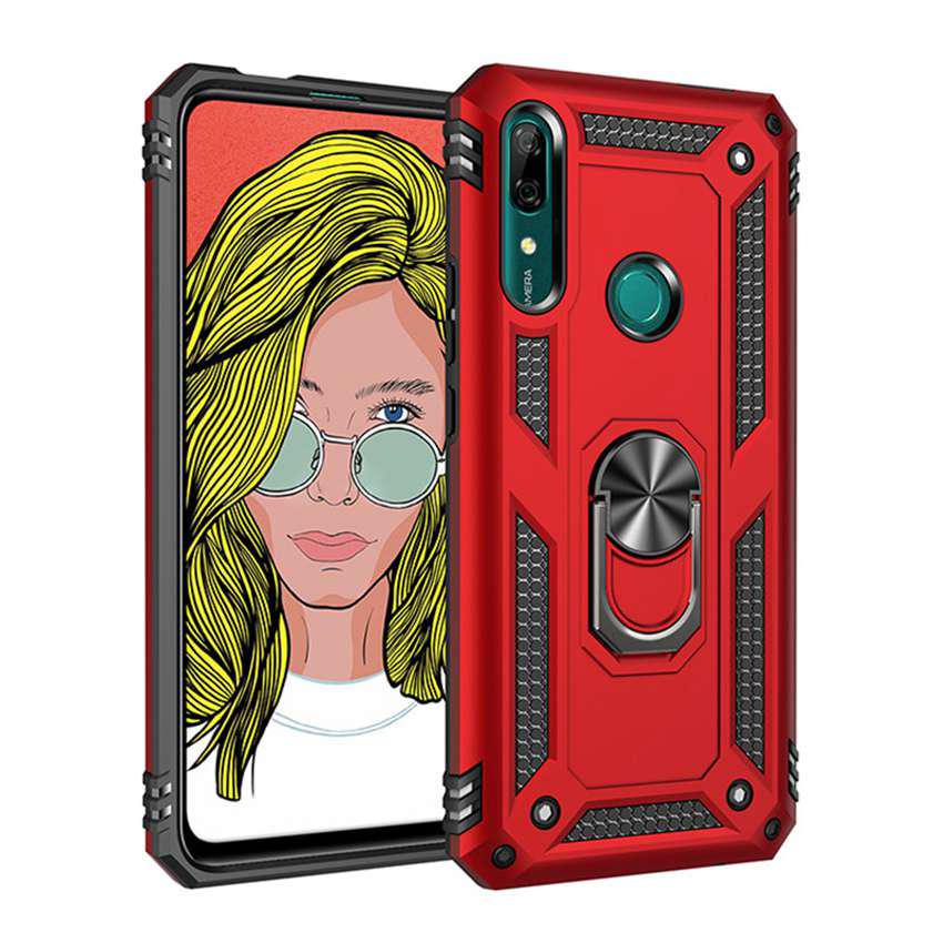 Magnetische Rüstungsringhülle für Huawei P30 P40 Pro P20 Lite Samsung S10 S20 Plus iPhone 11 Pro Max SE Xiaomi Redmi Note 9S Robuste Abdeckung Huawei Honor 10 Lite rot