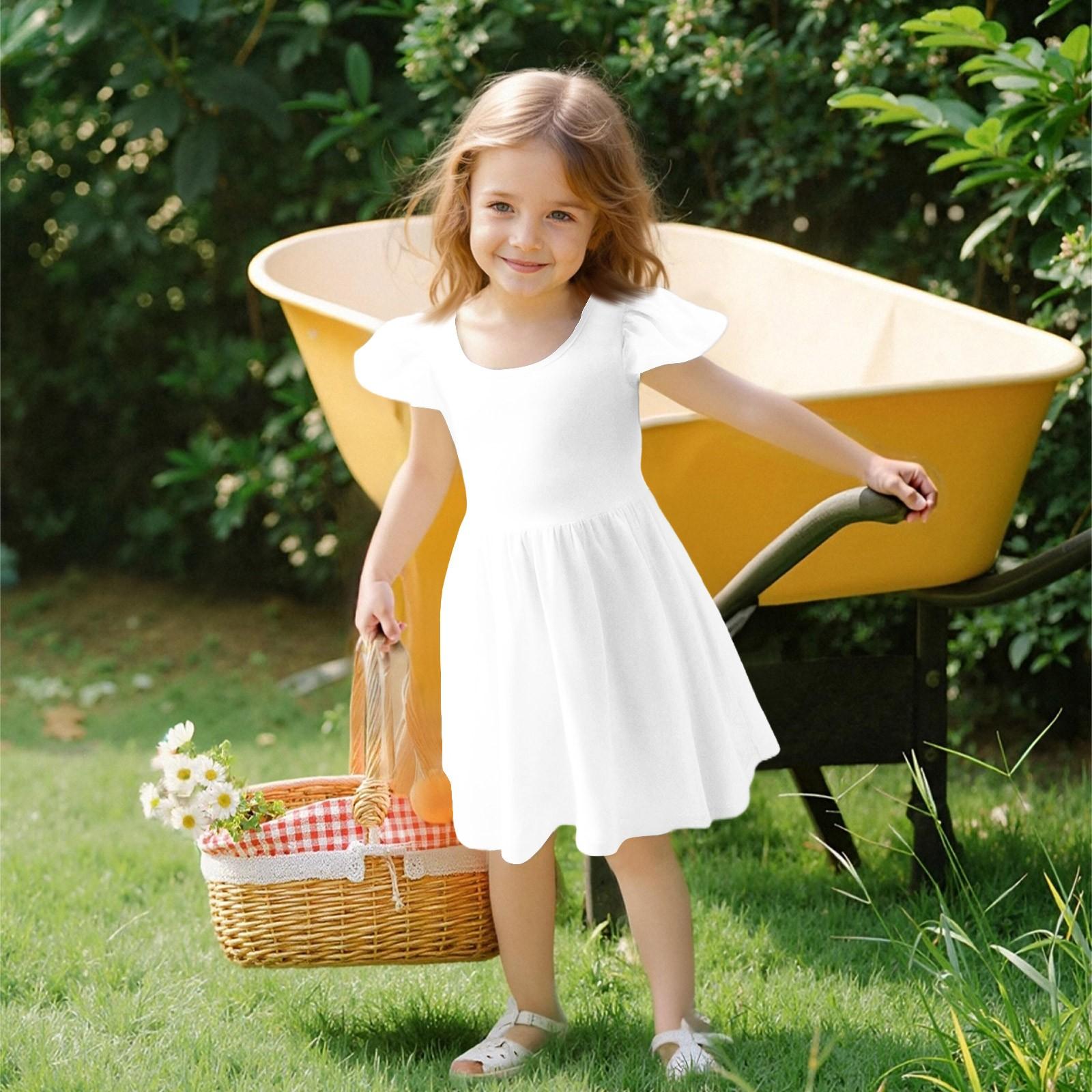 Mädchen Kleinkind Ärmelkleid Kleider Casual Party Schule Kleider Kleidung Für Mädchen 130 weiß