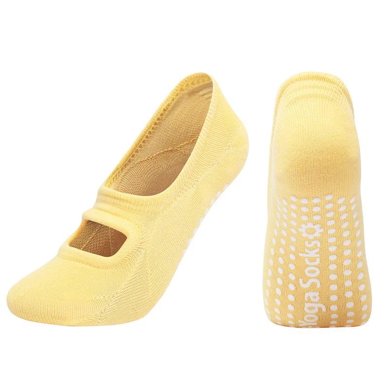 Yoga Socken Rückenfrei Atmungsaktive Baumwolle Boden Gym Fitness Tanzsport Socken Frauen Einfarbig Silikon Rutschfeste Pilates Socken Sox EUR 35-40 gelb