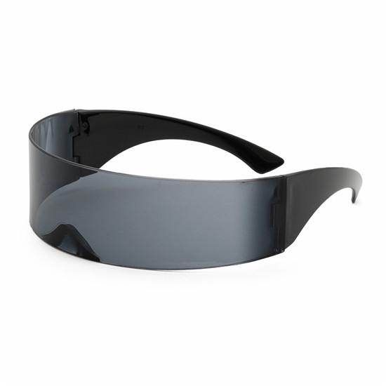 Partybrille Visier Wrap Shield Großer Spiegel Sonnenbrille Persönlichkeit Modebrille Reiten Winddichte Brille Grey grau