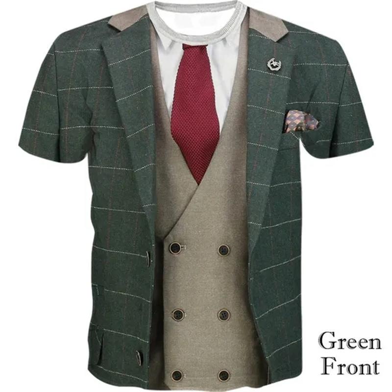 Western Suit 3D-bedruckte T-Shirts für Männer Hochwertige männliche Persönlichkeit Business Suit bedrucktes 3D-Design T-Shirts Sommeroberteile XXS