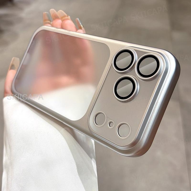 17 Durchscheinende Mattierte Hülle für iPhone 17 Pro Max Vollständiger Objektivschutz Stoßfest Galvanisierter Rahmen Rückseite für iPhone Air 17Pro iPhone Air silber