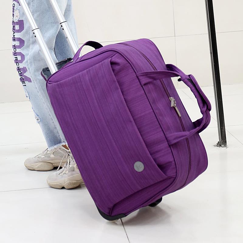 Waschbare Stoff-Reisetasche, tragbarer Trolley, faltbare Gepäcktasche, Reisetasche M violett