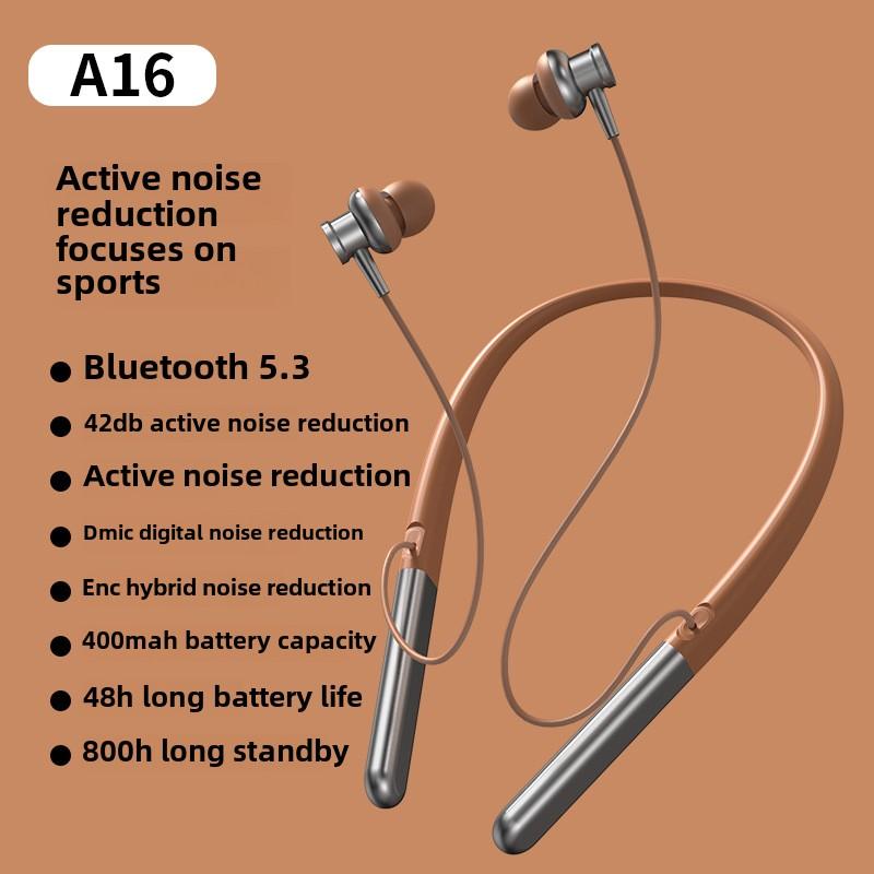 ANC Noise Cancelling Nacken-Nacken-Kopfhörer Doppel-Ohr Nacken-Nacken Ultra-lange Lebensdauer Sprachaktivierte Bluetooth-Kopfhörer 5.3 Magnetisch dunkelbraune