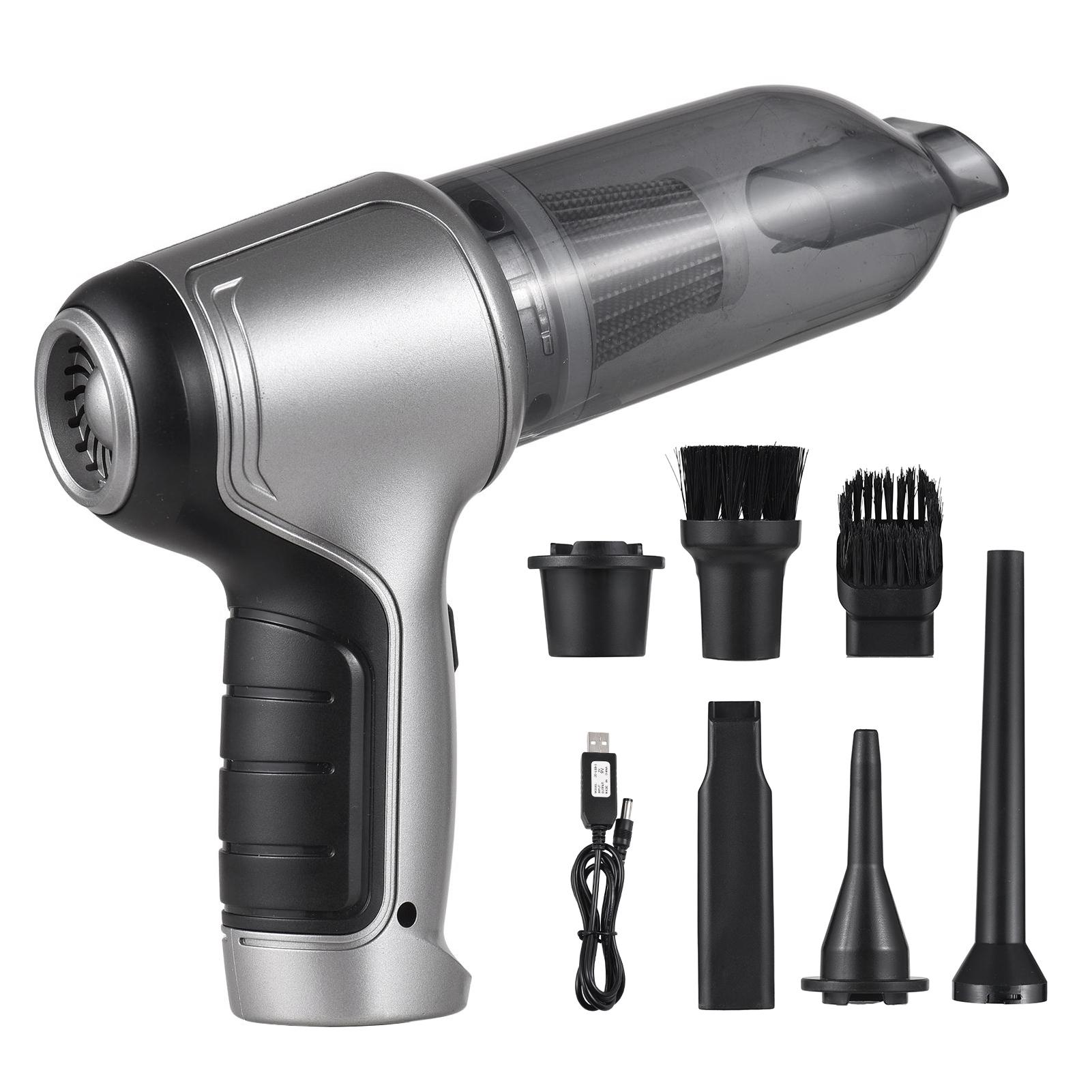 Handstaubsauger fürs Auto, kabelloser Handstaubsauger, tragbarer Mini-Luftreiniger und Handpumpe mit 19.000 Pa silber