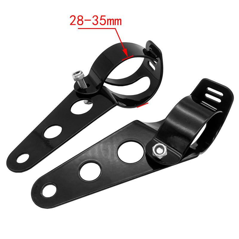 Universal Motorrad Scheinwerfer Montage Halterung Gabel Ohren Teller Halterung Klemme Halter für Chopper Bobber Cafe Racer Zubehör Size 2 schwarz