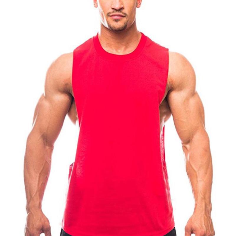 Marke Just Gym Clothing Fitness Herren-T-Shirts mit abgeschnittenen Seiten, Bodybuilding, tiefe Armlöcher, Tank-Tops, Workout, ärmellose Weste M