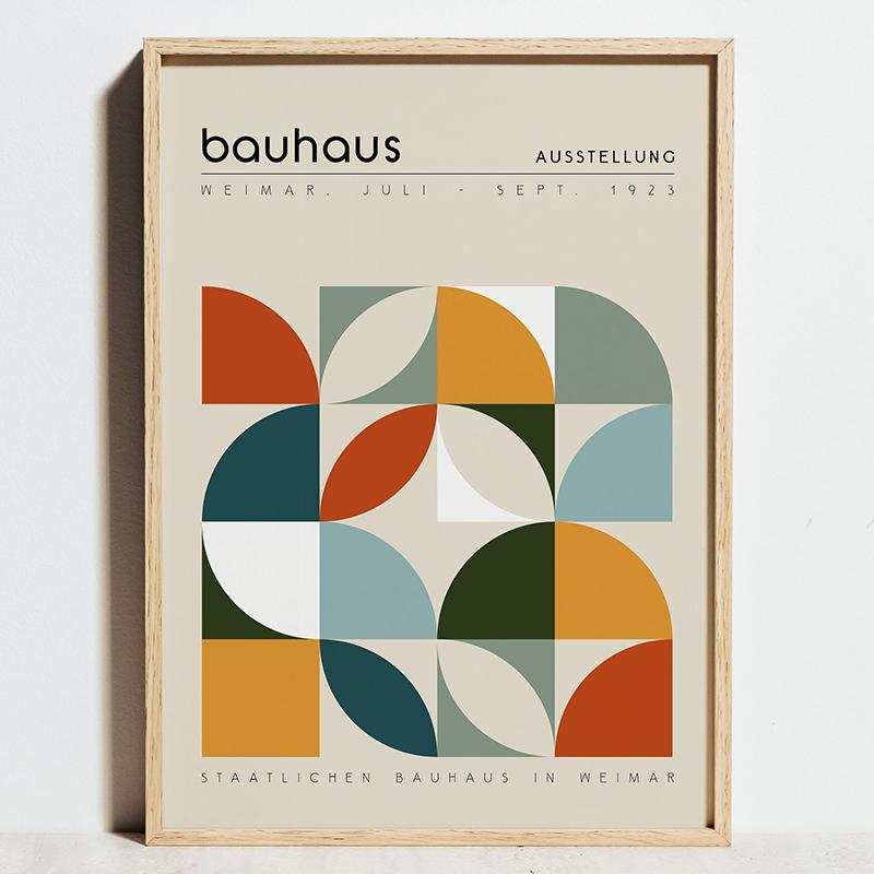 Geometrische Bauhaus Ausstellungsplakate Bauhaus Bewegung Druck Minimalistische Abstrakte Wandkunst Leinwandgemälde für Moderne Heimdeko 50X70cm Unframed