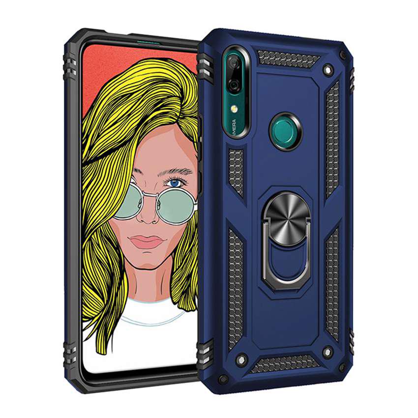 Magnetische Rüstungsringhülle für Huawei P30 P40 Pro P20 Lite Samsung S10 S20 Plus iPhone 11 Pro Max SE Xiaomi Redmi Note 9S Robuste Abdeckung Huawei P30 Lite blau