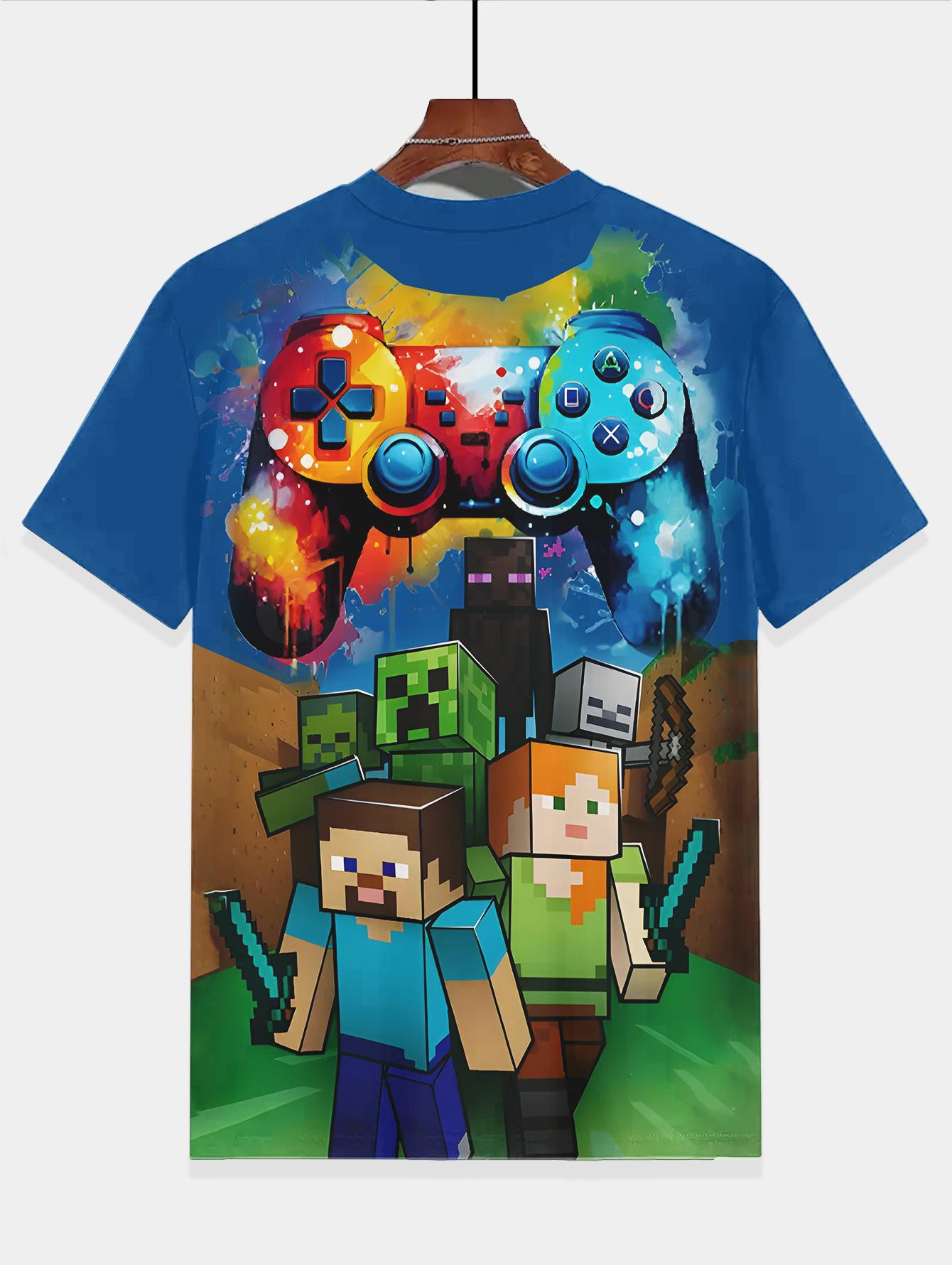 Kinder-T-Shirts mit heißem Spiel-Print für Kinder, Sommerkleidung, Kleidung für Jungen, Babykleidung für Jungen, 8 bis 10 Jahre, männliche Tops, Top 140