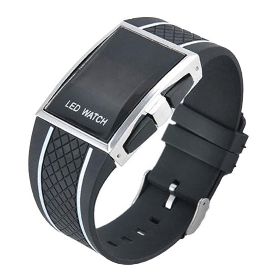 Modische, lässige Unisex-Armbanduhr mit quadratischem Gehäuse, LED-Digitalanzeige, Sport-Armbanduhr, Geschenk schwarz weiße