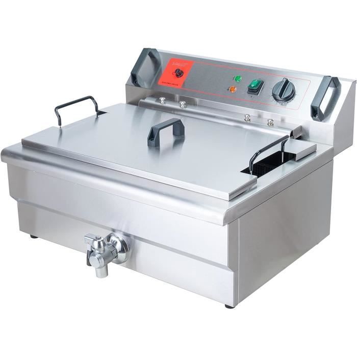 Elektrische Fritteuse - Valgus - 3000W - 30L - Edelstahl - Einstellbares Thermostat 50-190°C