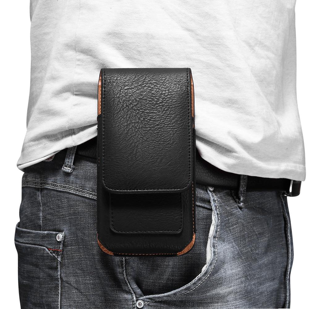 Universal Ledertasche für iPhone Samsung Huawei Xiaomi Herren Hüfttasche Gürtelclip Tasche Rotationsclip Handytasche Holster XL schwarz