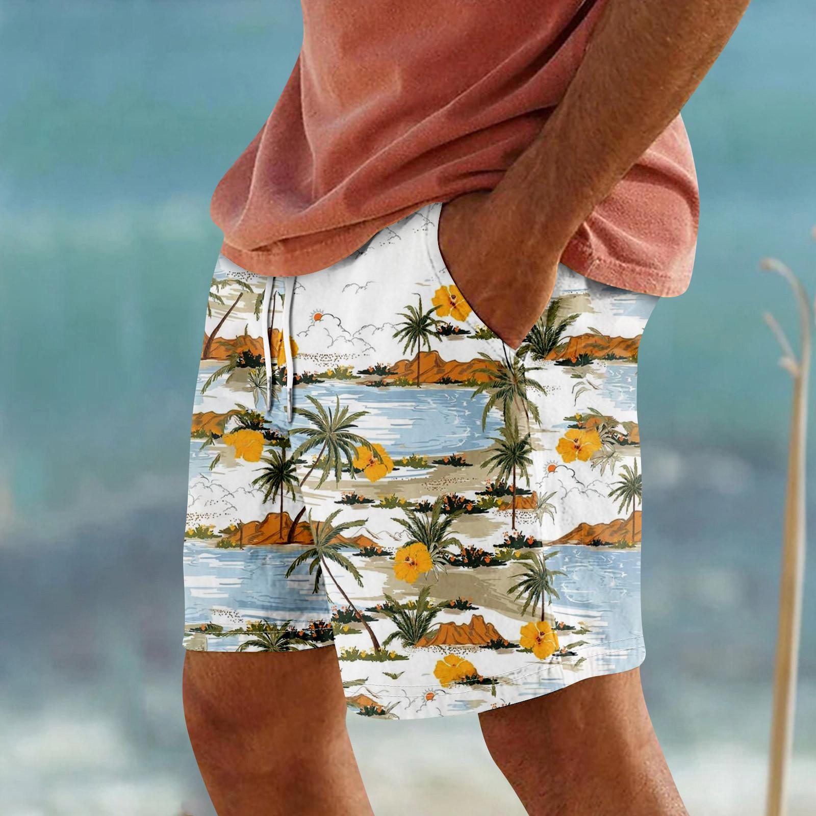 Herren Sport Shorts Baumwolle Leinen Casual Loose Shorts Casual Pocket Jogging Shorts Hose XL gelb