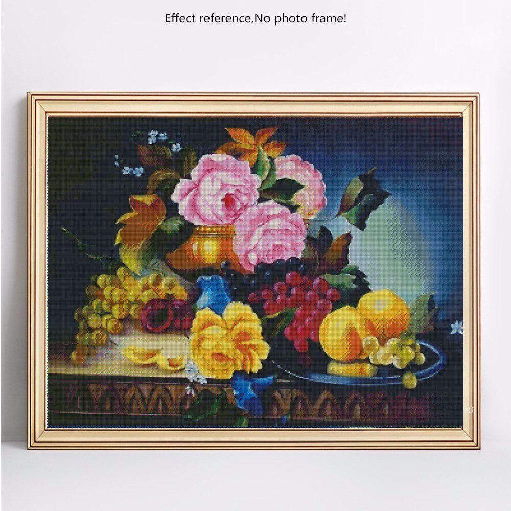 Diamant-Malerei, runde Steine, Blumen, Diamant-Stickerei, Blumen-Hobby- und Bastelbilder 20X30