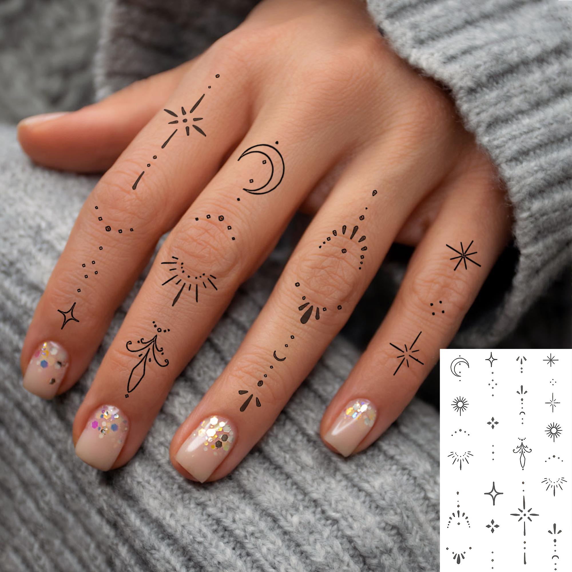 1 Blatt Sichelschmetterling Totem Kette Temporäres Tattoo Für Frauen Finger, Fake Tattoo Aufkleber Realistisches Tatoo Körperkunst Hält Lange China Mainland