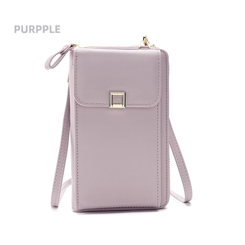 Handy-Geldbörse, Smartphone-Geldbörse, Leder, Schultergurt, Handtasche, Damen, taktile Outdoor-wasserdichte Tasche violett