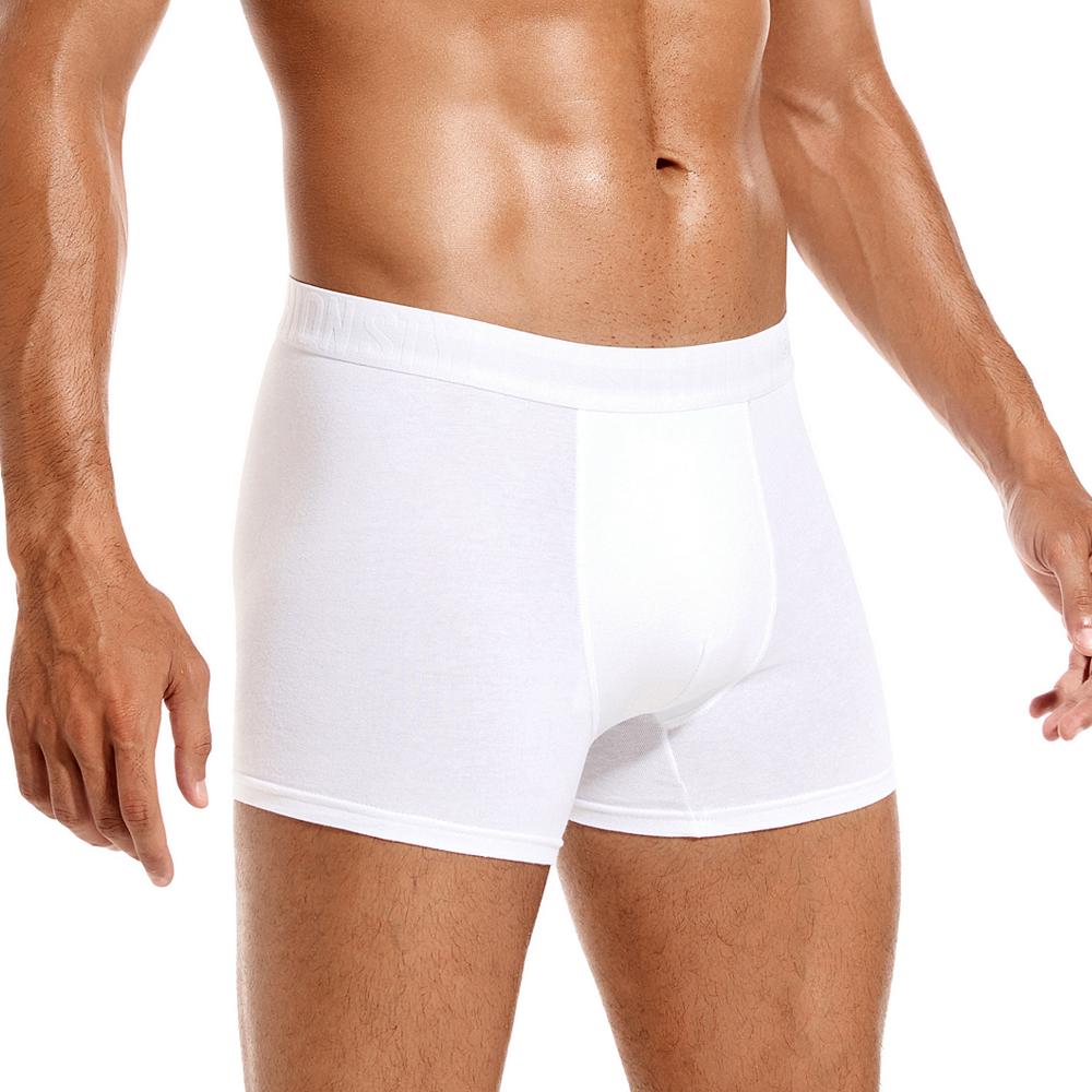 BONITOS Weiße Herrenhöschen, sexy männliche Unterhosen, Baumwoll-Boxershorts für Männer L weiß
