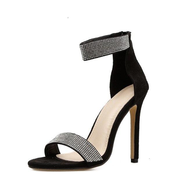 Funkelnde Aprikosenschwarze Diamantkristall-High-Heels-Sandalen für Damen Neue Sommer-Sexy Club-Heels-Sandalen für Damen Offene Zehenschuhe 40 schwarz