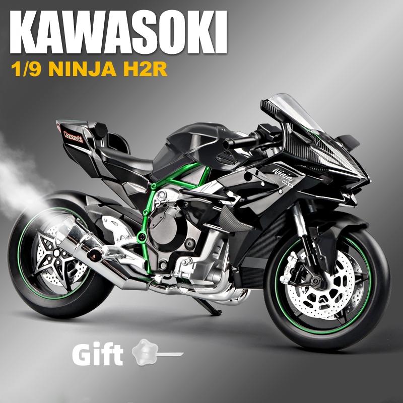 1:9 H2 H2R Legierung Rennmotorrad Modell Diecasts Bahn Sportmotorrad Modell Simulation Sound Licht Mit Spray Kinder Spielzeug Geschenk gray