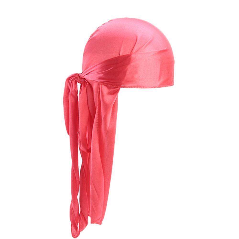 Verstellbarer Seiden-Durag Elastischer Turban Hijab Mode Piratenhut Herren Damen wassermelone roten