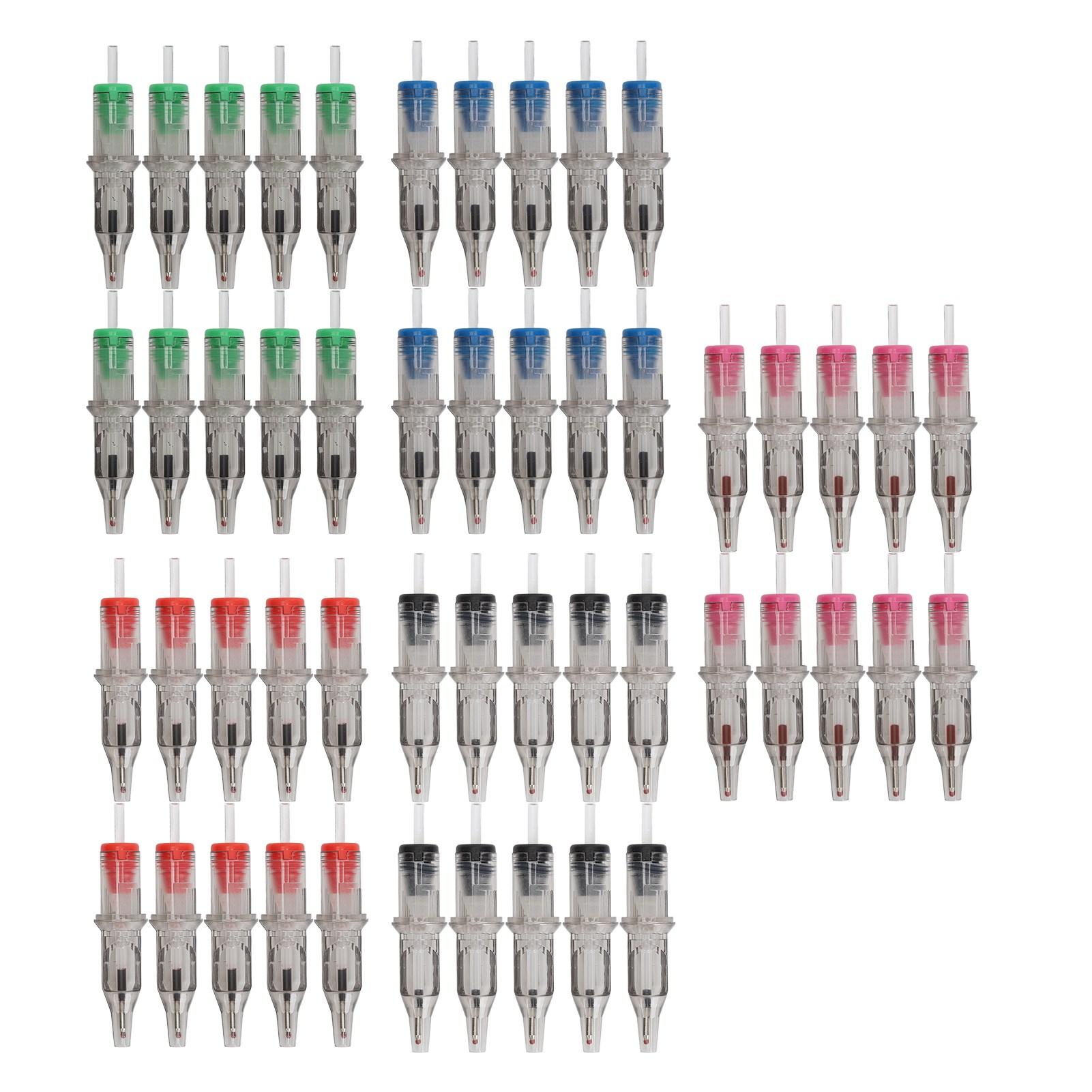 Tattoo-Stift-Set, Tattoo-Stick-Stift aus Aluminiumlegierung und 50 Kugelschreiberpatronen mit Übungshaut