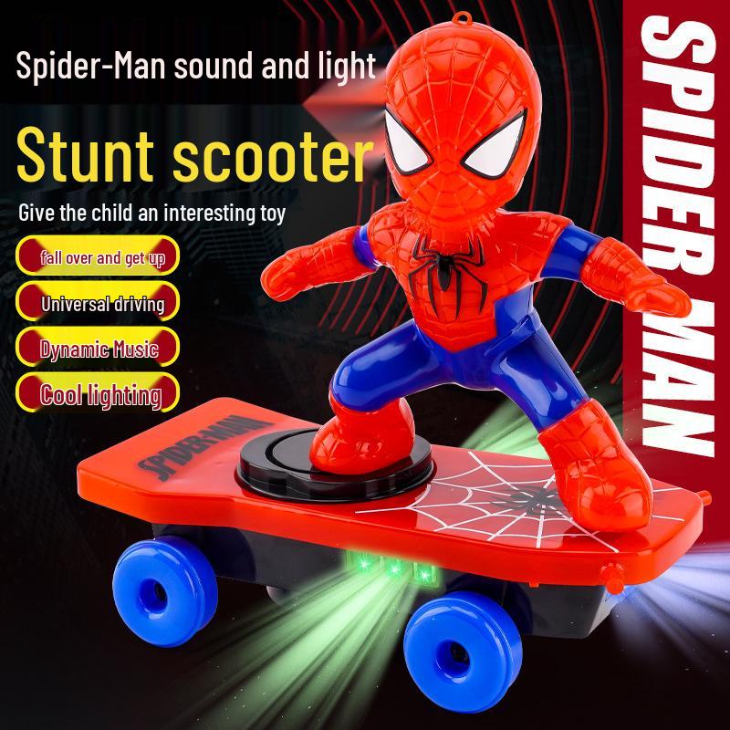 Spider-Man Stunt-Scooter mit 360°-Drehungen, Lichtern und Musik Spider-Man Stunt Scooter (Battery Not Included)
