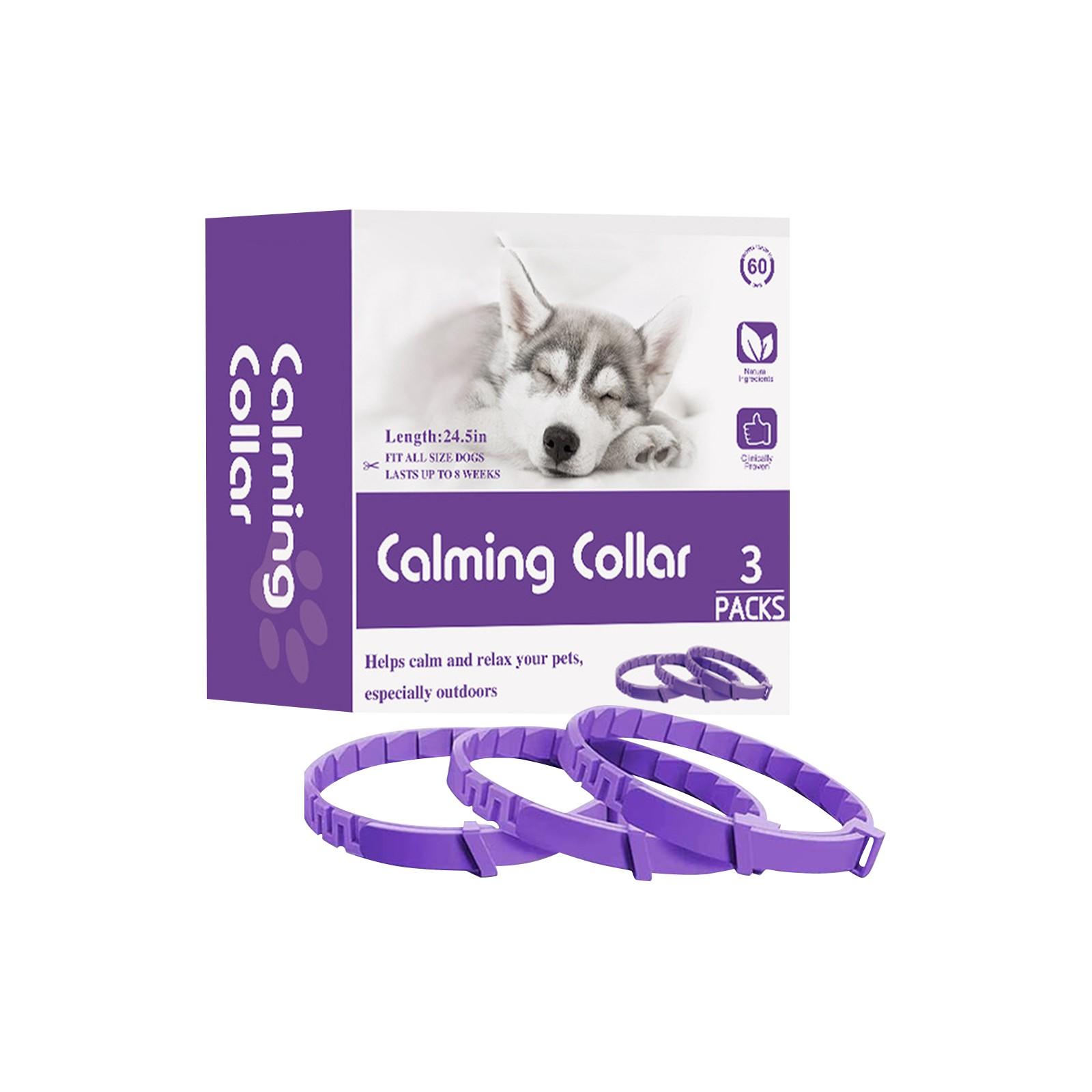 3er-Pack beruhigende Halsbänder für Hunde mit lang anhaltender Freisetzung. Beruhigende Halsbänder für Hunde helfen, unerwünschtes Verhalten und Stress bei Welpen und Erwachsenen zu reduzieren One Size violett