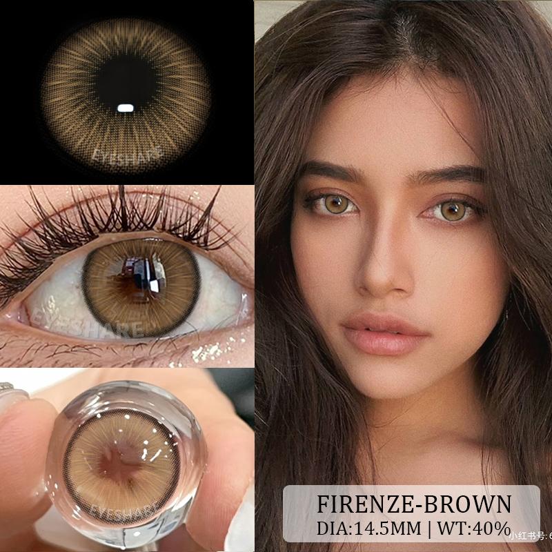 AMARA 2 Stück Farbige Pupillen für Augen Blaue Pupillen Grüne Hochwertige Farbige Kontaktlinsen Braune Natürliche Linse Graue Augenlinsen FIRENZE-BROWN