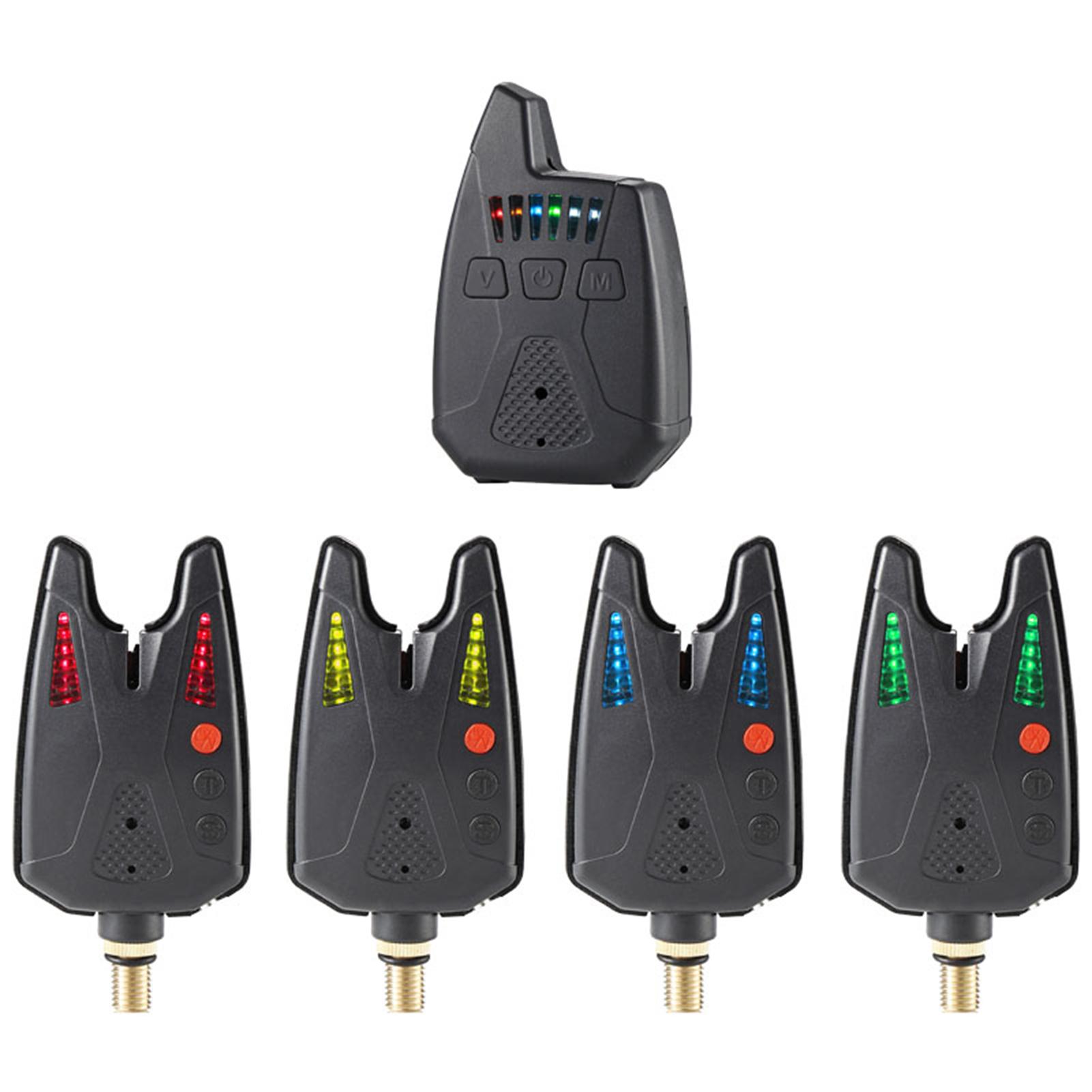 Elektronischer Angelalarm, Bissanzeiger, kabelloser LED-Angelalarm, digitaler Angelempfänger-Sound 1 receiver and 4 transmitters